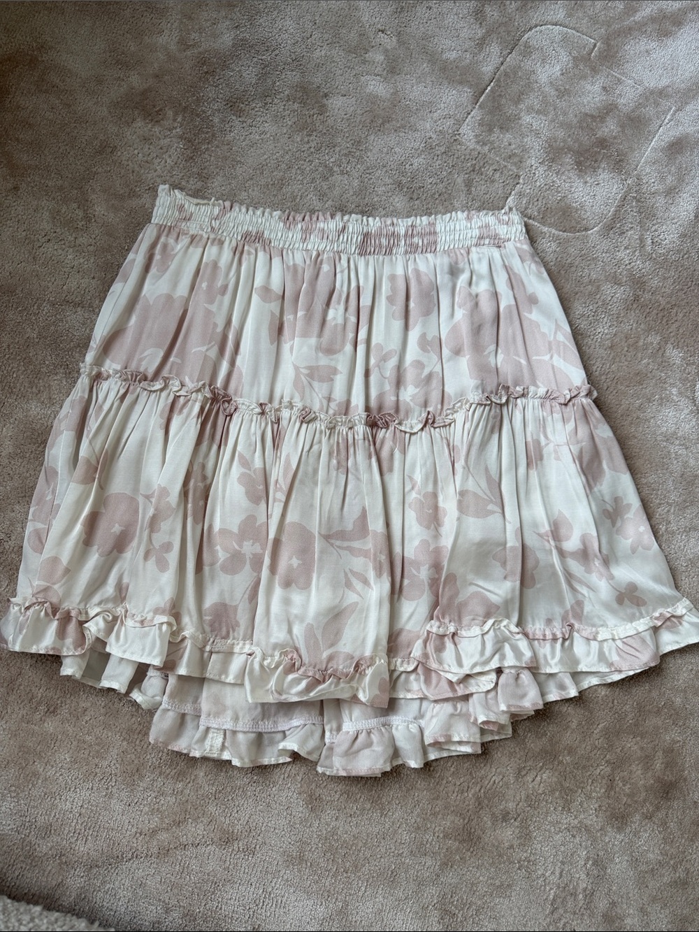 Tiered Floral Mini Skirt in Soft Pink